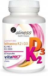 Witamina K2 MK-7 100 mcg z Natto + D3 x 60 kaps. - Aliness