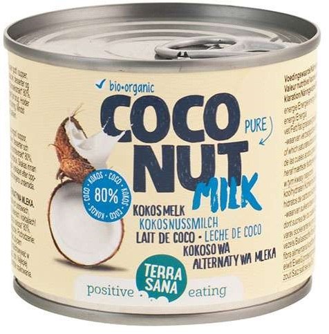 COCONUT MILK - MLECZKO KOKOSOWE BEZ GUMY GUAR W PUSZCE (22% TŁUSZCZU) BIO 200 ml - TERRASANA