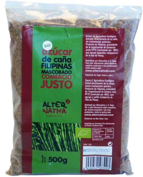 CUKIER TRZCINOWY MASCOBADO FAIR TRADE BIO 500 g - ALTERNATIVA
