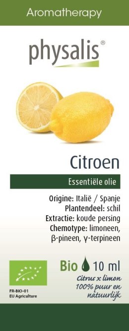 OLEJEK ETERYCZNY CYTRYNA BIO 10 ml - PHYSALIS