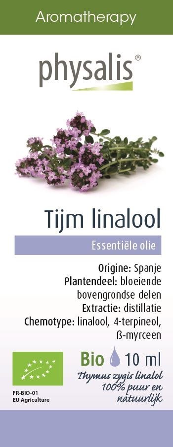OLEJEK ETERYCZNY TIJM LINALOOL (TYMIANEK THYMUS ZYGIS LINALOL) BIO 10 ml - PHYSALIS
