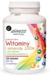 Witaminy i Minerały z żeńszeniem, naturalna VitC x 120 tab. - Aliness