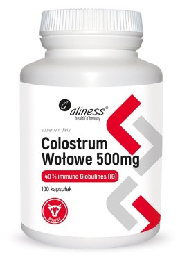 Colostrum Wołowe 40% IG 500 mg x 100 kaps. - Aliness