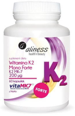 Witamina K2 MONO FORTE MK-7 200 mcg z Natto x 60 kaps. - Aliness