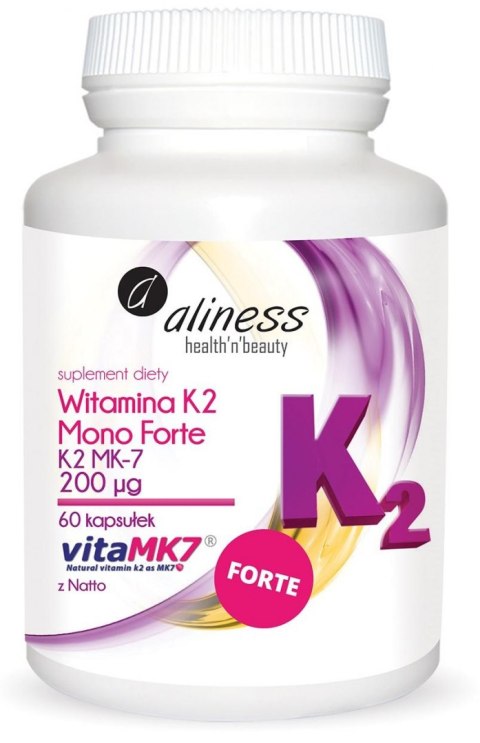 Witamina K2 MONO FORTE MK-7 200 mcg z Natto x 60 kaps. - Aliness