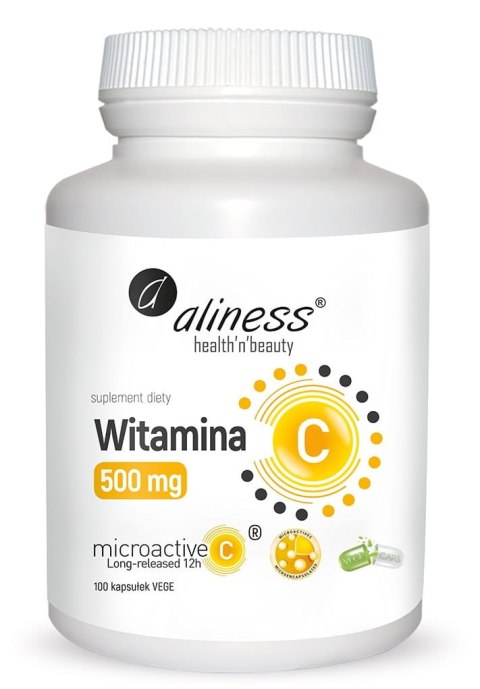 Witamina C 500 mg, microactive 12h x 100 Vege caps - Aliness