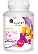 Witamina K2 FORTE MK-7 200 mcg z Natto + D3 x 60 kaps. - Aliness