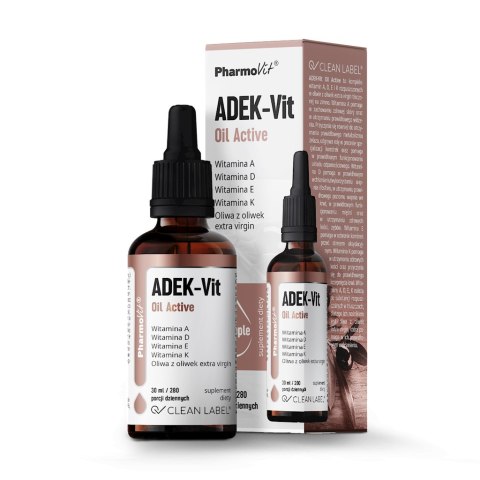 WITAMINA ADEK W KROPLACH (800 mcg + 100 mcg + 12 mg + 75 mcg) 30 ml - PHARMOVIT (CLEAN LABEL)