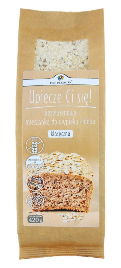 MIESZANKA DO WYPIEKU CHLEBA KLASYCZNA BEZGLUTENOWA 420 g - PIĘĆ PRZEMIAN