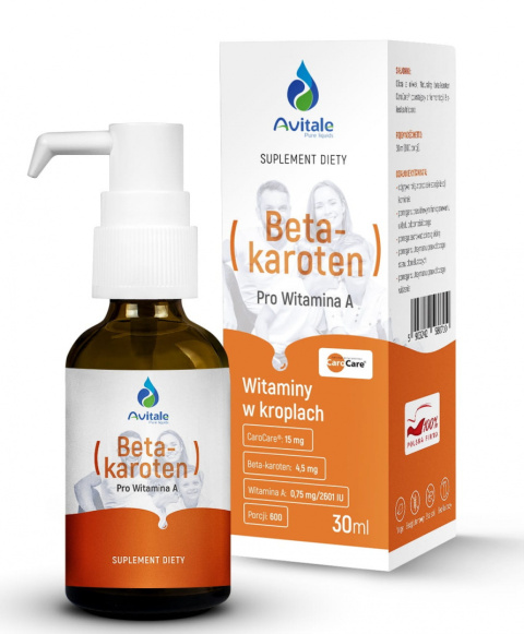 Naturalny BetaKaroten Prowitamina A 30 ml Aliness