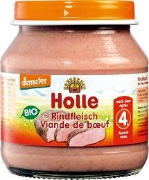 OBIADEK MIĘSNY WOŁOWINA BEZ DODATKU CUKRÓW BEZGLUTENOWY PO 5 MIESIĄCU DEMETER BIO 125 g (SŁOIK) - HOLLE