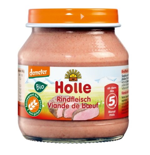 OBIADEK MIĘSNY WOŁOWINA BEZ DODATKU CUKRÓW BEZGLUTENOWY PO 5 MIESIĄCU DEMETER BIO 125 g (SŁOIK) - HOLLE