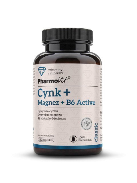 CYNK + MAGNEZ + WITAMINA B6 ACTIVE 120 KAPSUŁEK 83,38 g - PHARMOVIT (CLASSIC)