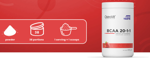 OstroVit BCAA 20-1-1 400 g AMINOKWASY TRUSKAWKA