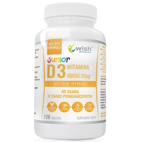 WISH D3 800IU JUNIOR DO SSANIA POMARAŃCZA 120 TAB