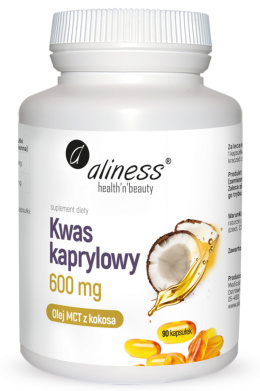 Kwas kaprylowy olej MCT 600 mg x 90 caps Aliness