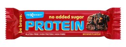 BATON PROTEINOWY O SMAKU BROWNIE W MLECZNEJ CZEKOLADZIE BEZ DODATKU CUKRU BEZGLUTENOWY 40 g - MAXSPORT