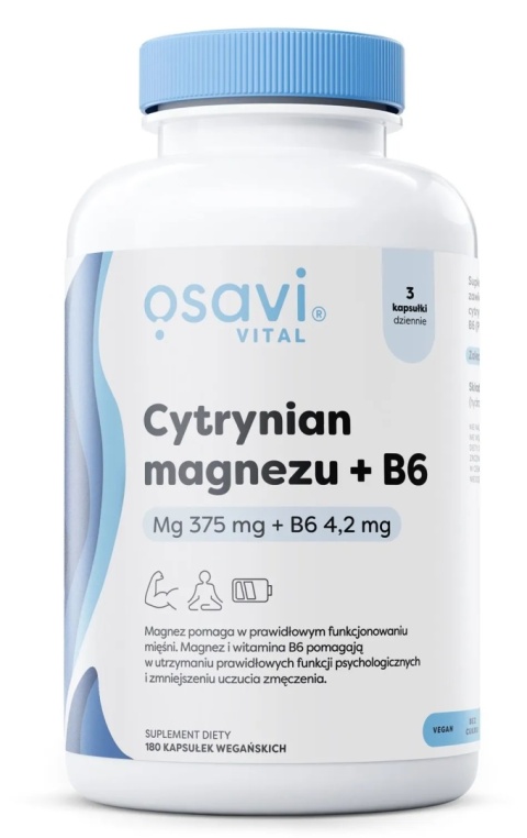 MAGNEZ CYTRYNIAN + B6 SKURCZE NERWY 180 KAPS. OSAVI