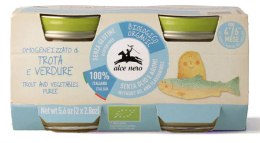 4 mc KREM Z PSTRĄGIEM I WARZYWAMI BEZGLUTENOWY BIO 160 g (2 x 80 g) - ALCE NERO