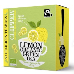HERBATA ZIELONA Z CYTRYNĄ FAIR TRADE BIO (50 x 1,85 g) 92,5 g - CLIPPER