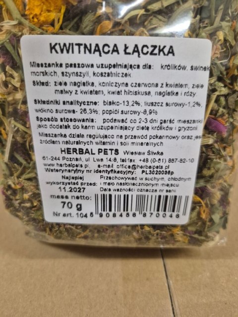 Herbal Pets Kwitnąca Łączka dla Królika - Aromatyczna Mieszanka Ziół i Kwiatów