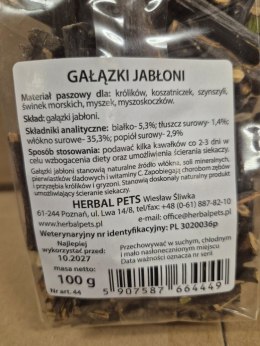 Herbal Pets gałązki jabłoni do gryzienia dla gryzoni i królików 100g