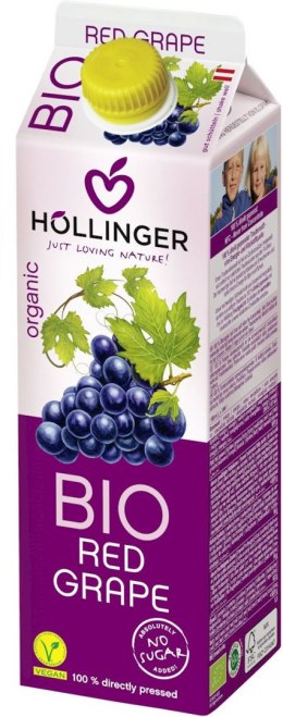 TERMIN 28/07/2026 SOK Z CZERWONYCH WINOGRON BIO 1 L - HOLLINGER