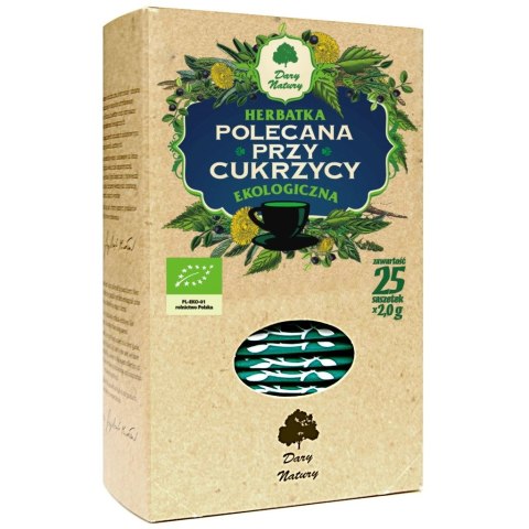 TERMIN 01/11/2026 HERBATKA POLECANA PRZY CUKRZYCY BIO (25 x 2 g) - DARY NATURY