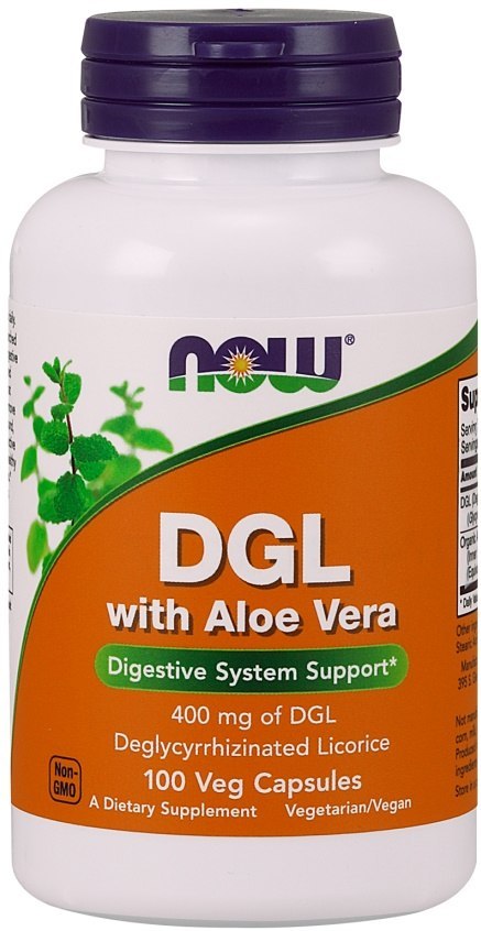 NOW FOODS DGL lukrecja z aloesem 100 kapsułek roślinnych