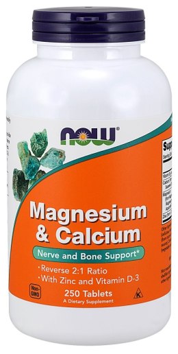 NOW FOODS Magnez wapń cynk i witamina D3 250 tabletek