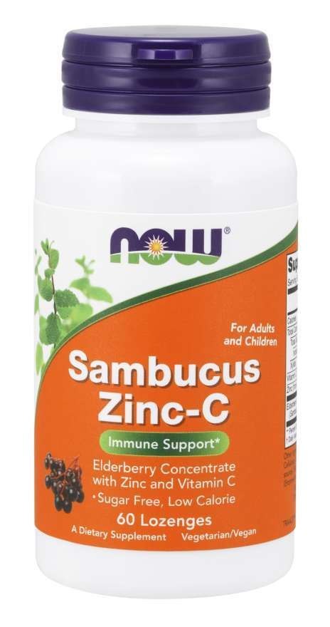 NOW FOODS Sambucus czarny bez cynk i witamina C 60 pastylek