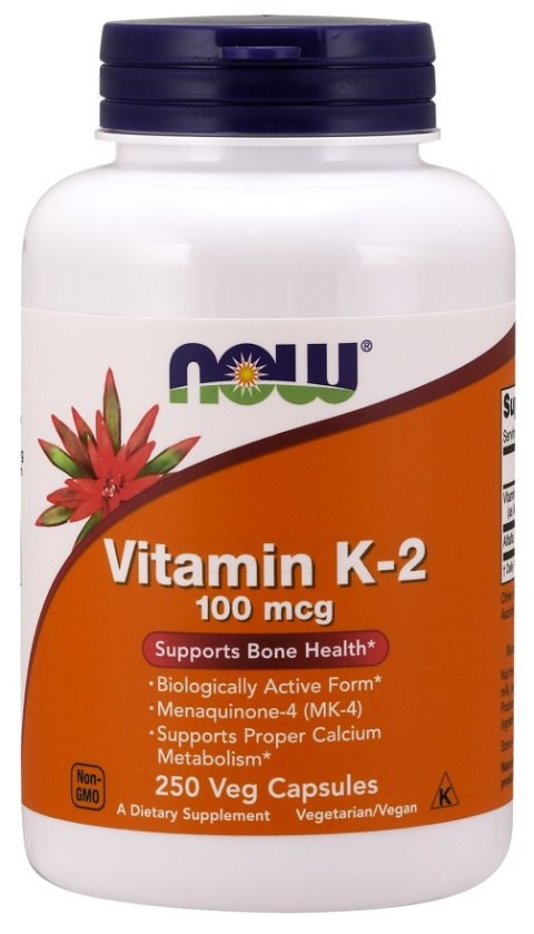 NOW FOODS Witamina K2 MK-4 100 µg 250 kapsułek roślinnych
