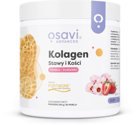 OSAVI Kolagen Stawy i Kości FORTIBONE hibiskus i truskawka 210 g