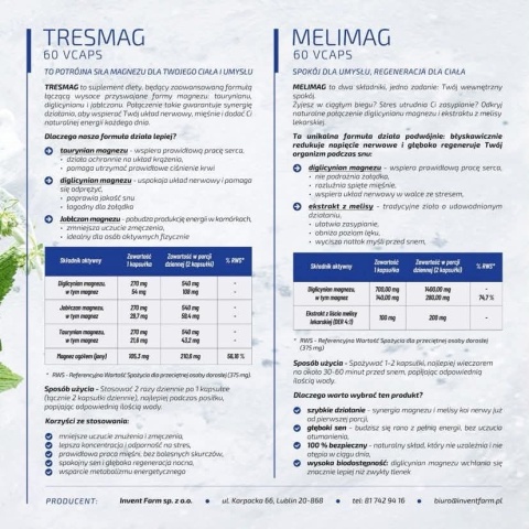MELIMAG MAGNEZ CHELATOWANY Z MELISĄ - 60 kaps. INVENT FARM